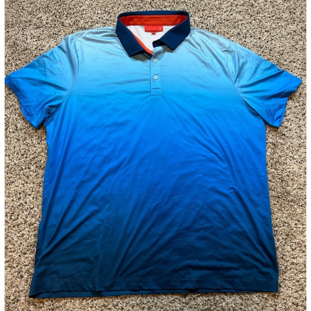 Redvanly Polo Shirt Mens XL Blue Ombre Gradient Performance Tech Golf Stretch